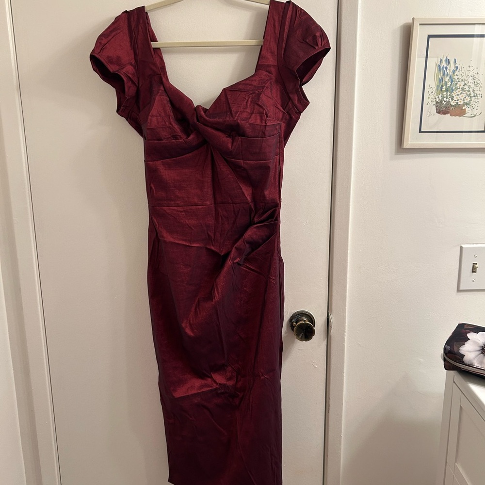 Stop Staring Burgundy Dress